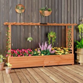 Solid Fir Wood Rectangle Raised Garden Bed with Side Trellis