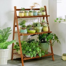 Farmhouse Indoor/Outdoor 3 Tier Folding Plant Stand Planter Shelving Unit
