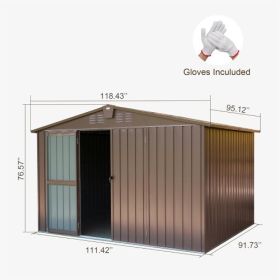 Outdoor Storage Shed 10'x8', Metal Tool Sheds Storage House With Lockable Double Door,Large Bike Shed Waterproof For Garden,Backyard,Law Brown (Color: Brown)