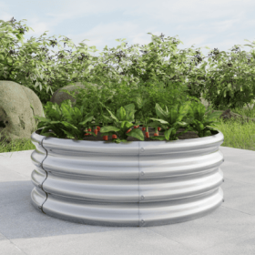 32.08x11.4 Tall Round Raised Garedn Bed,Metal Raised Beds For Vegetables, Outdoor Garden Raised Planter Box, Patio Planter Raised Beds For Flower (Color: Silver)